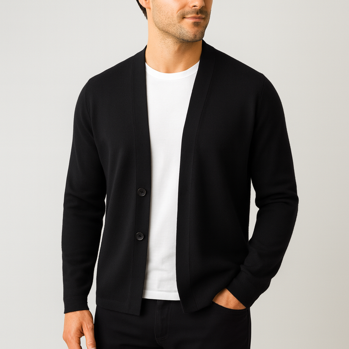 Alex | Men's Wool Button-Up Cardigan Sweater-The Yellow Prime