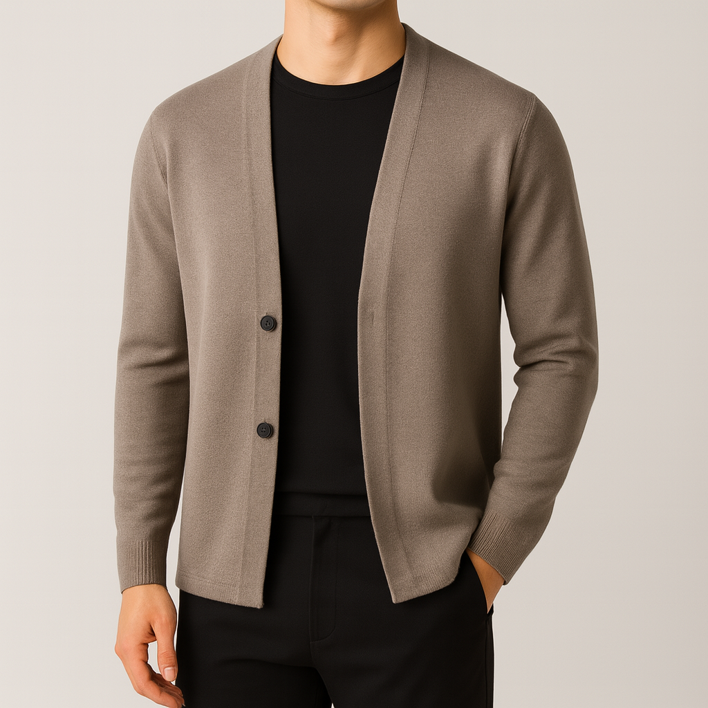 Alex | Men's Wool Button-Up Cardigan Sweater-The Yellow Prime