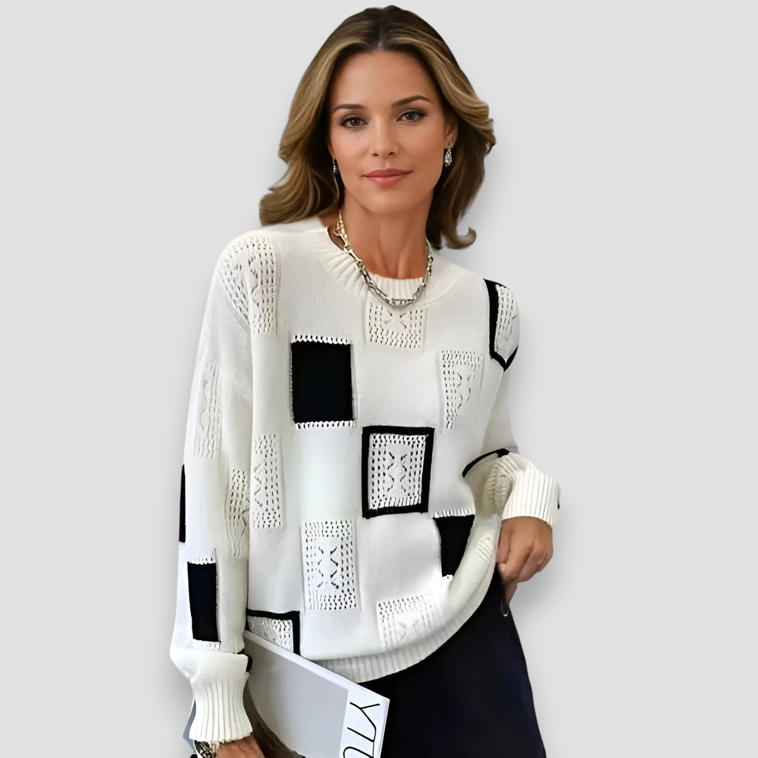Women's Elegant Geometric Pattern Knit Sweater