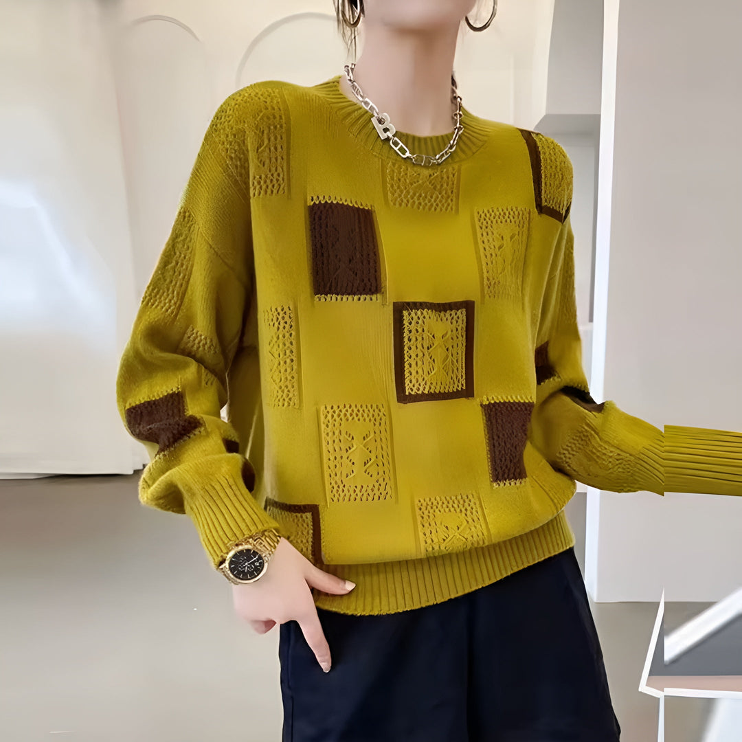 Women's Elegant Geometric Pattern Knit Sweater
