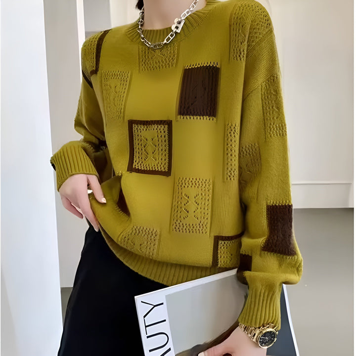 Women's Elegant Geometric Pattern Knit Sweater