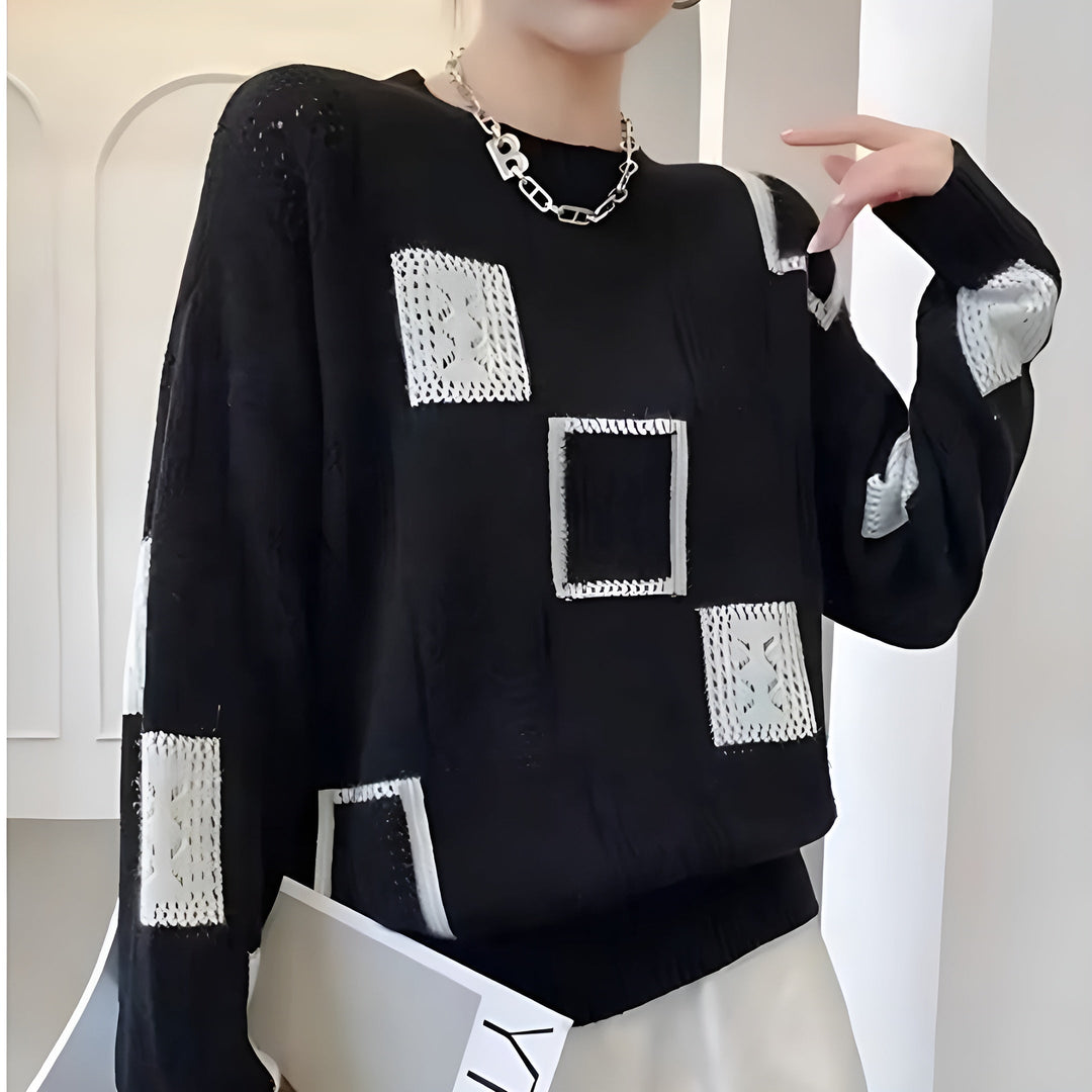 Women's Elegant Geometric Pattern Knit Sweater