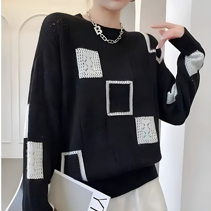Women's Elegant Geometric Pattern Knit Sweater