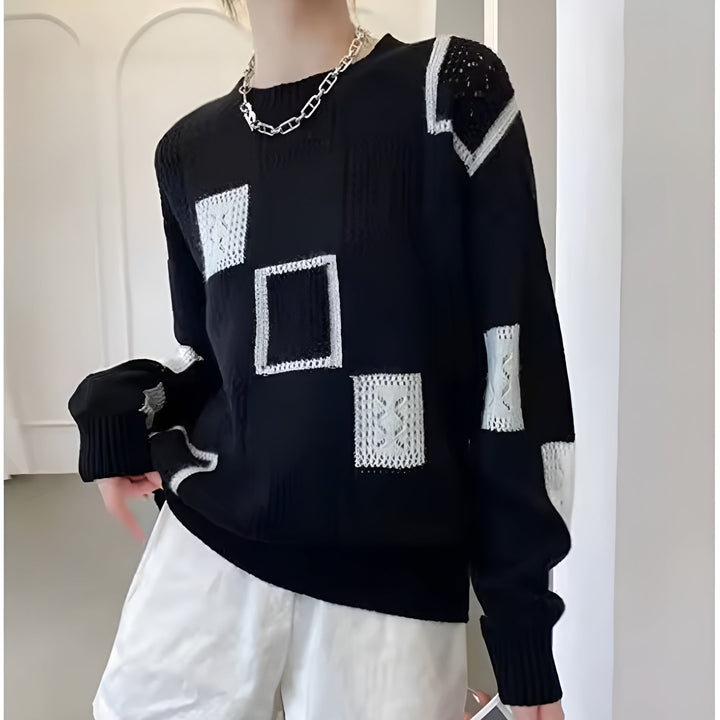 Women's Elegant Geometric Pattern Knit Sweater