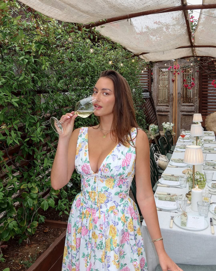 Alina | Women's Sleeveless V-Neck Midi Summer Dress-The Yellow Prime