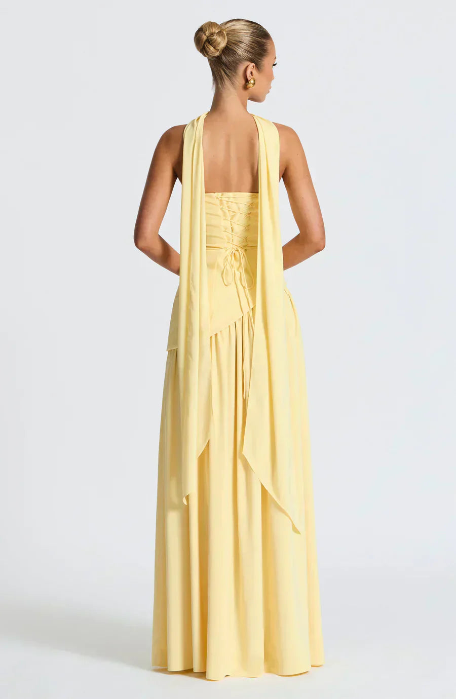 Allegra | Women's Asymmetrical Maxi Dress for Wedding Guests-The Yellow Prime