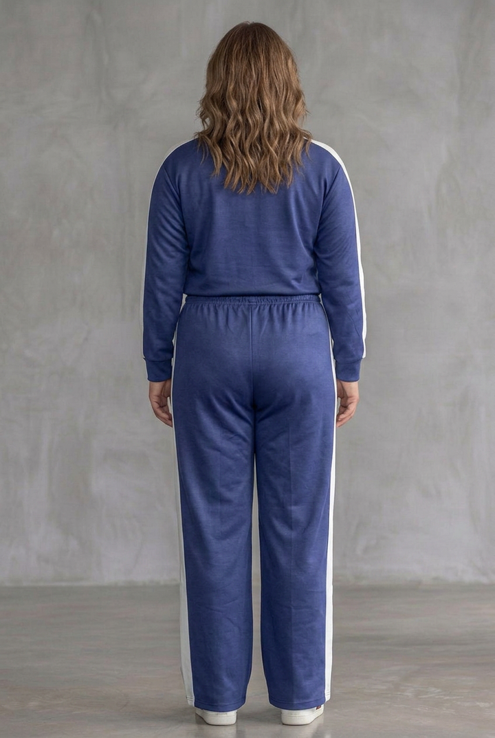 Conjunto feminino com top justo de mangas compridas e calças de perna larga