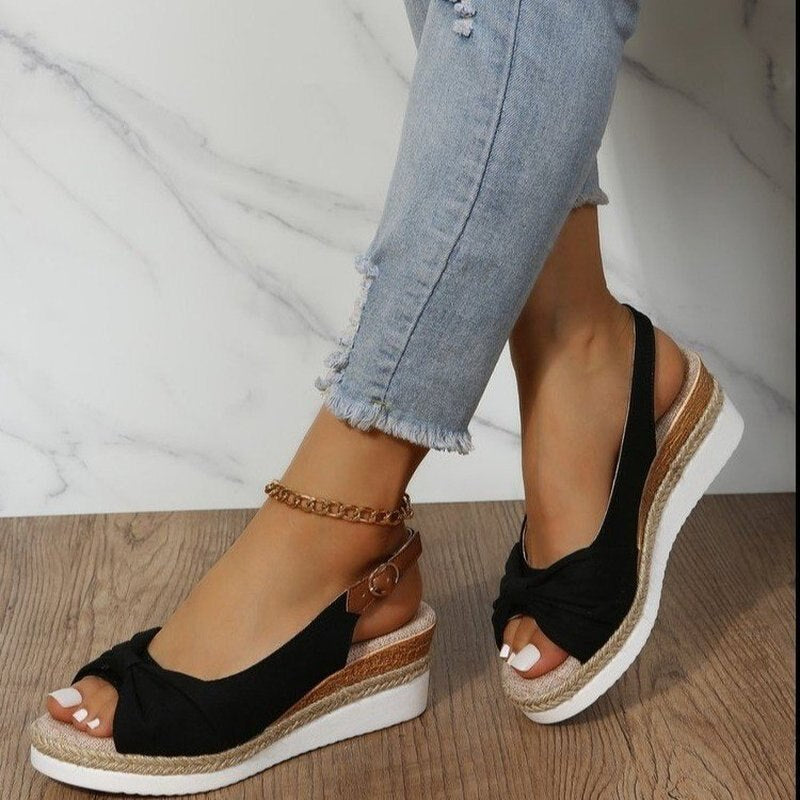 Alora | Women's Orthopedic Peep-Toe Wedges-The Yellow Prime