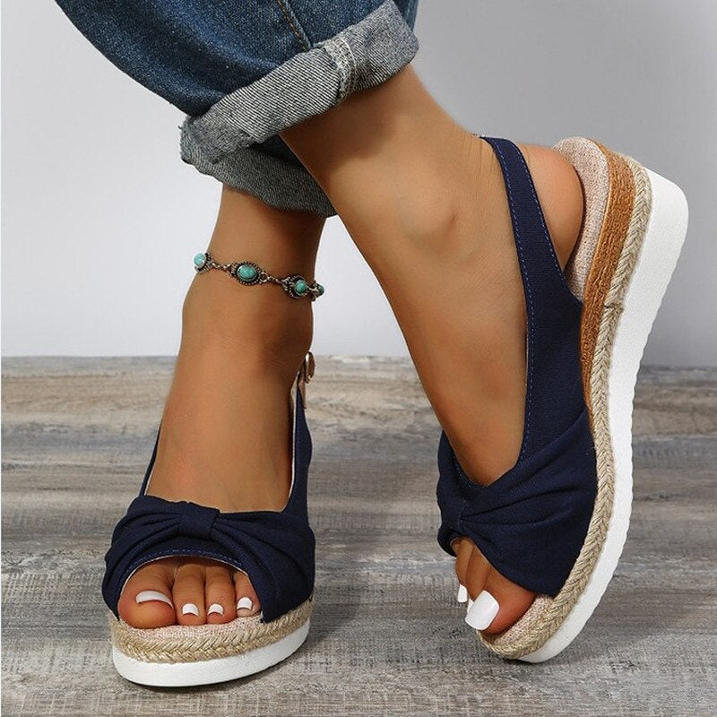Alora | Women's Orthopedic Peep-Toe Wedges-The Yellow Prime