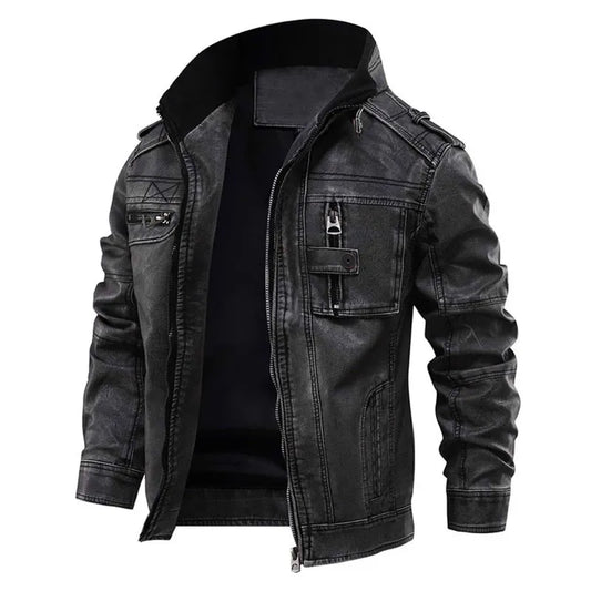 Veste de motard décontractée pour homme à fermeture éclair - Chaude pour l’automne et l’hiver