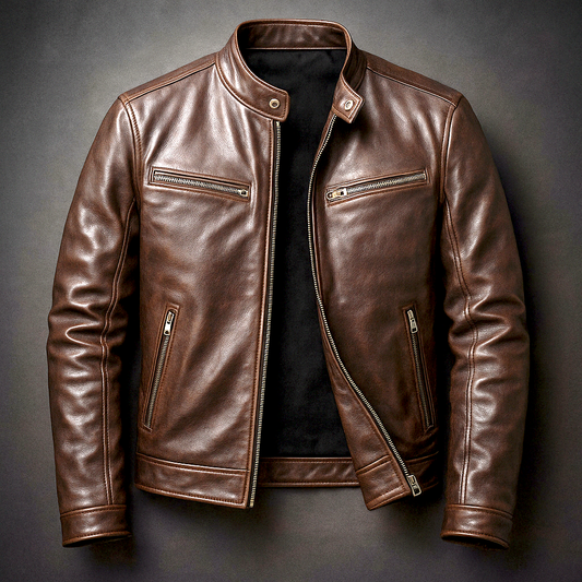 Veste classique vintage en cuir pour homme – Un indispensable chaud pour l’automne et l’hiver