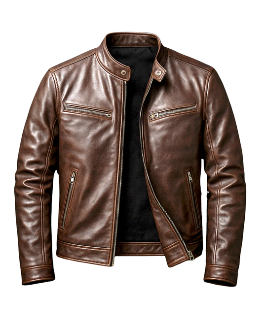 Veste classique vintage en cuir pour homme – Un indispensable chaud pour l’automne et l’hiver