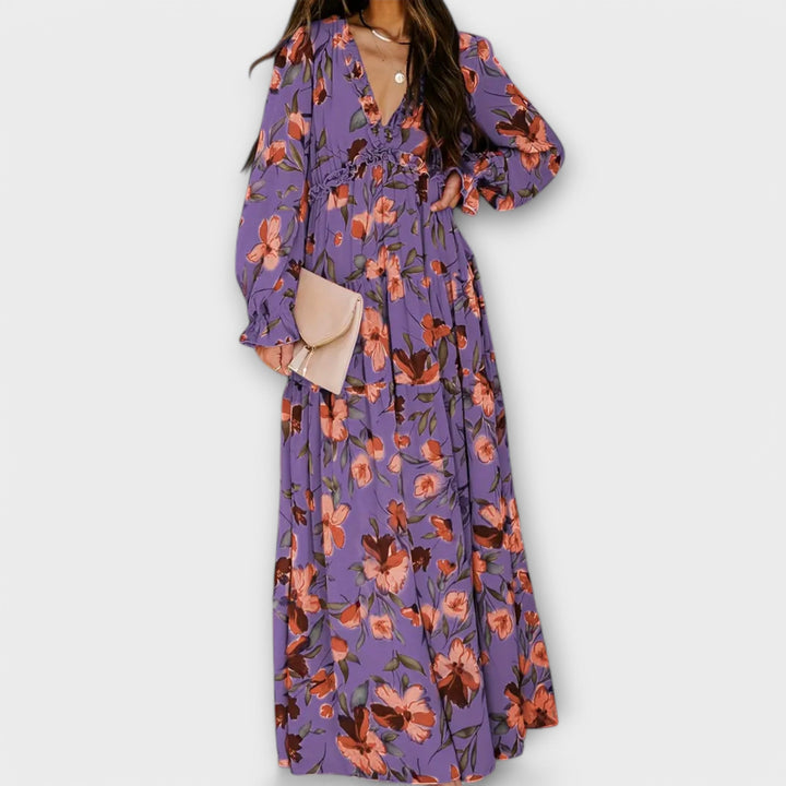 Amara | Women's Romantic Ruffled Floral Dress-The Yellow Prime