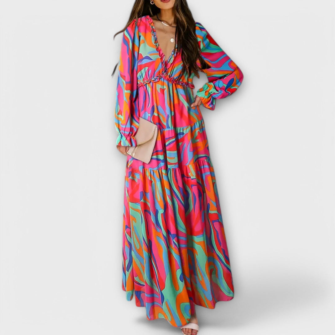 Amara | Women's Romantic Ruffled Floral Dress-The Yellow Prime