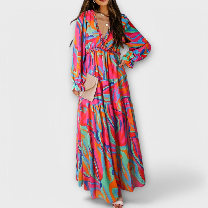 Amara | Women's Romantic Ruffled Floral Dress-The Yellow Prime