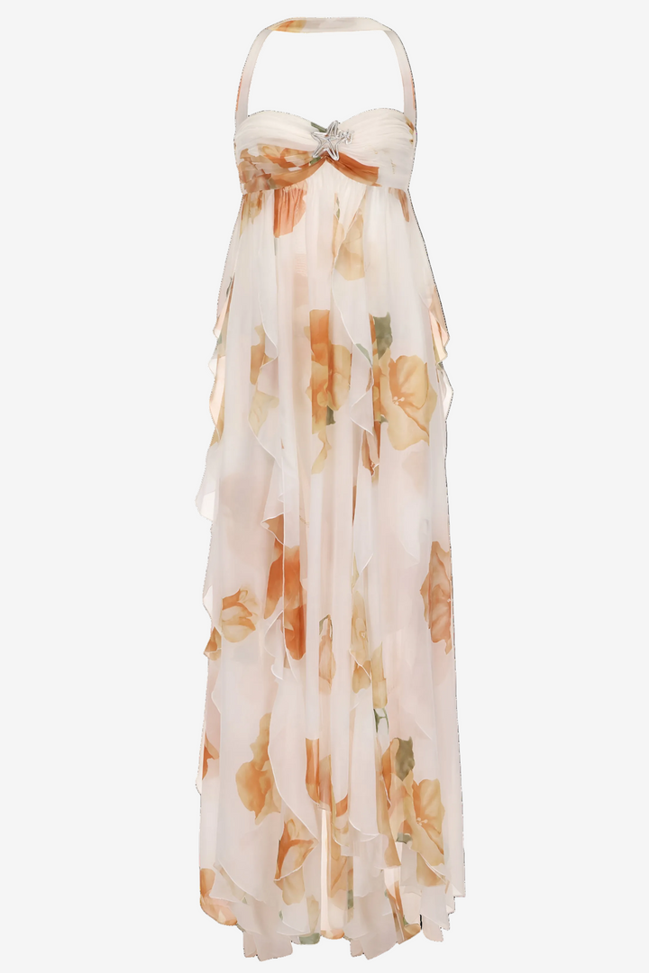 Anastasia | Women's Halter Open Back Maxi Dress-The Yellow Prime