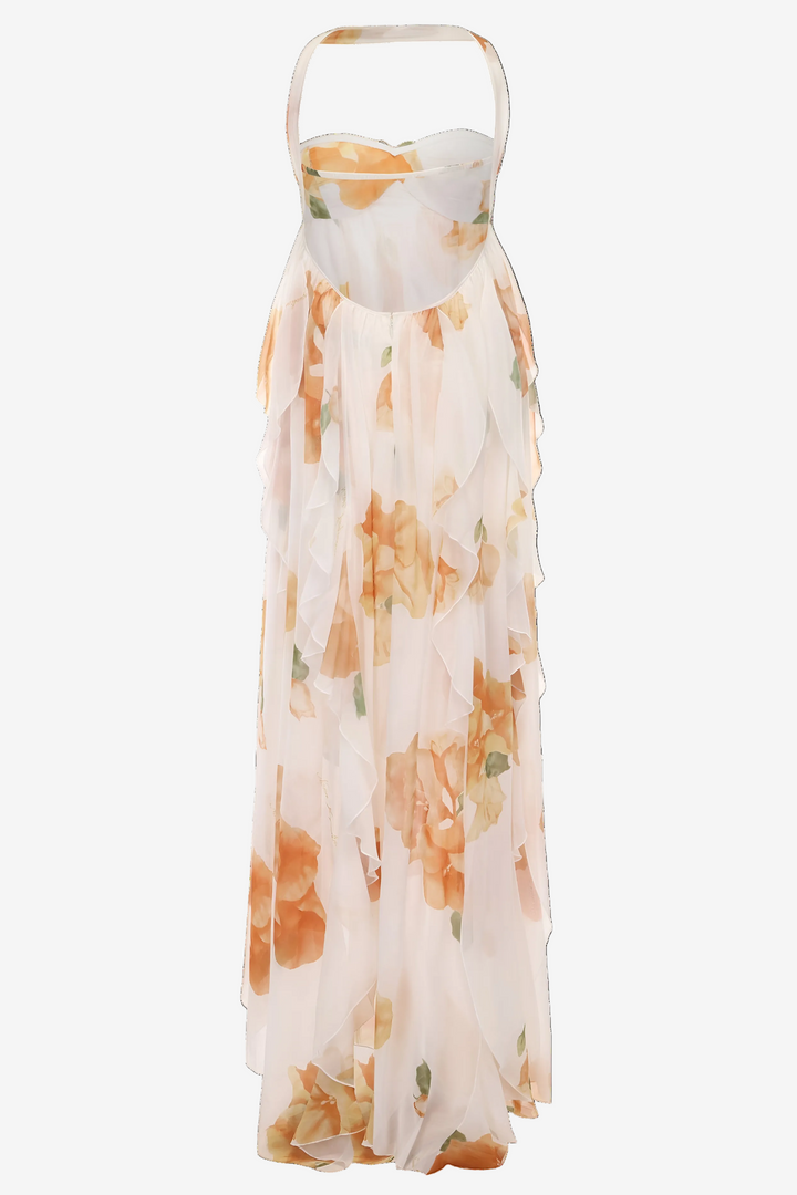 Anastasia | Women's Halter Open Back Maxi Dress-The Yellow Prime
