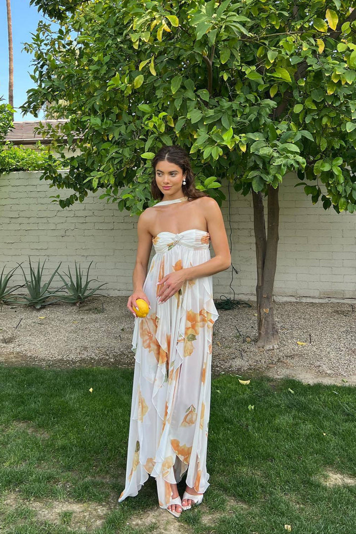 Anastasia | Women's Halter Open Back Maxi Dress-The Yellow Prime