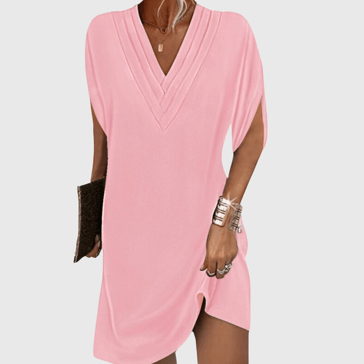 Angelica | Women's V-Neck Loose Mini Dress - Casual Summer Style-The Yellow Prime