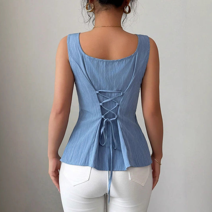 Anita | Women's Sleeveless Peplum Blouse-The Yellow Prime