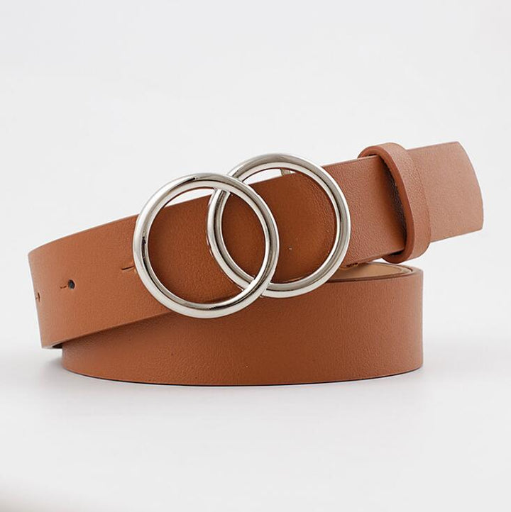 Aria | Women's Leather Belt with Stylish O-Ring Buckle-The Yellow Prime