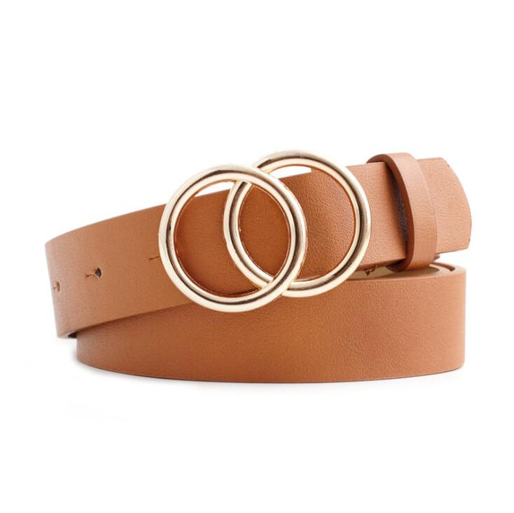 Aria | Women's Leather Belt with Stylish O-Ring Buckle-The Yellow Prime