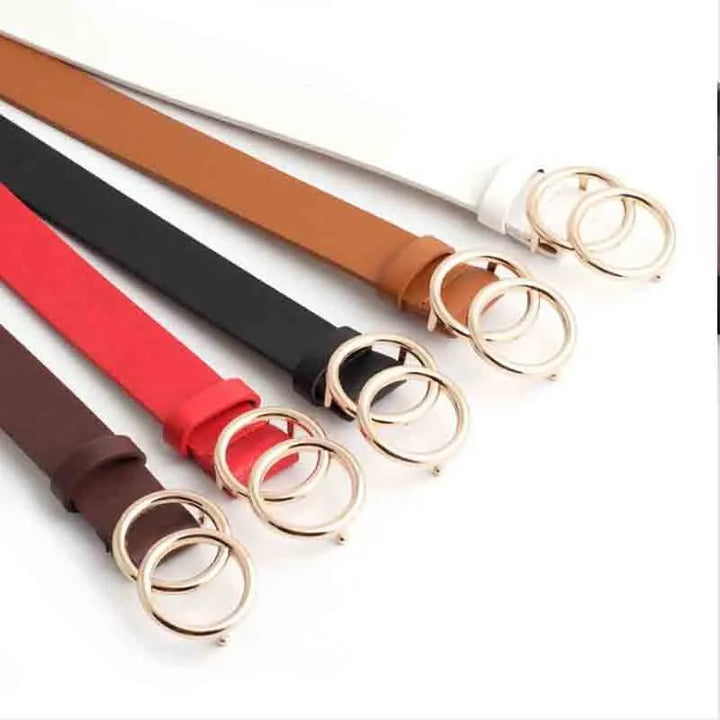 Aria | Women's Leather Belt with Stylish O-Ring Buckle-The Yellow Prime
