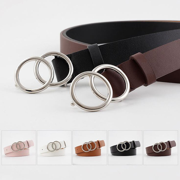 Aria | Women's Leather Belt with Stylish O-Ring Buckle-The Yellow Prime