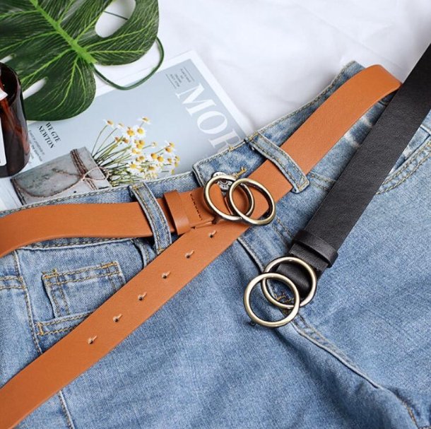 Aria | Women's Leather Belt with Stylish O-Ring Buckle-The Yellow Prime