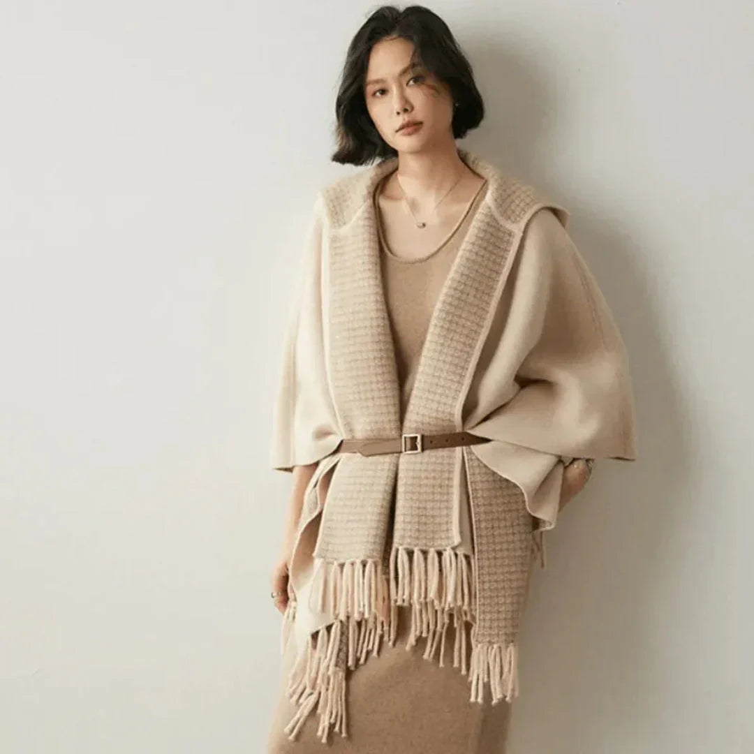 Women's Lightweight Cozy Hooded Cashmere Poncho-The Yellow Prime