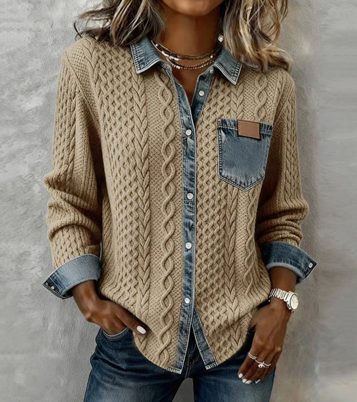 Arielle | Women's Patchwork Knit Top-The Yellow Prime