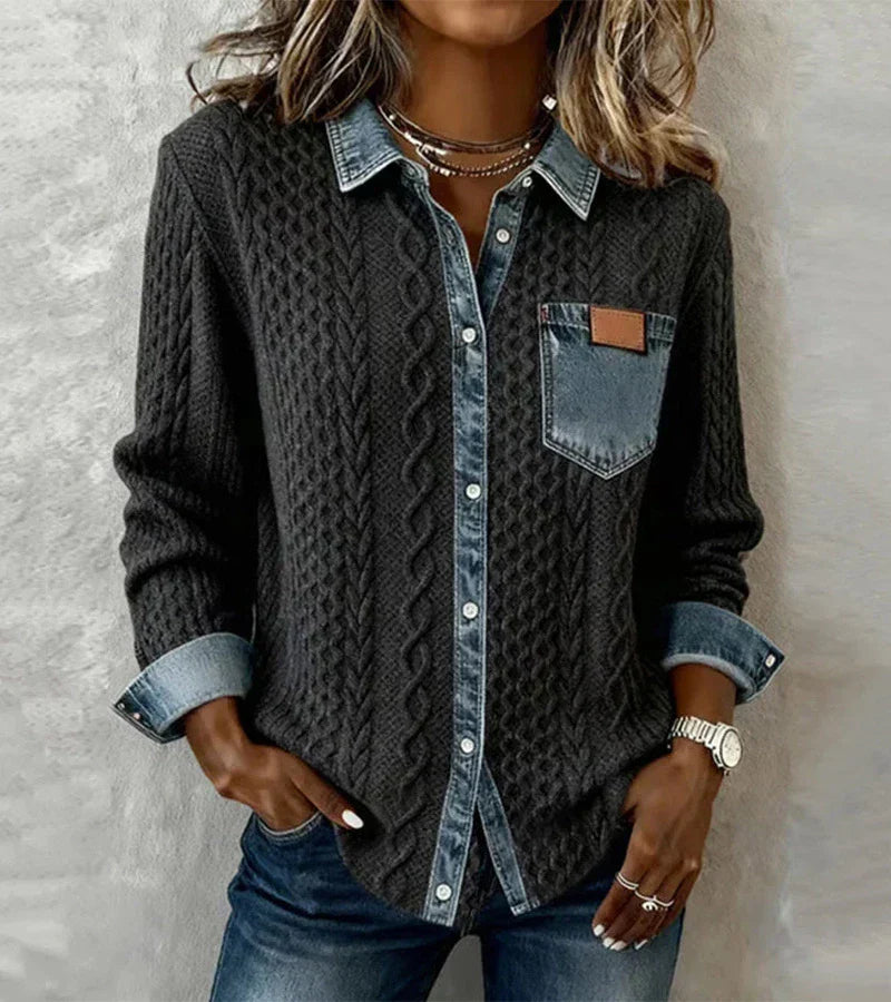 Arielle | Women's Patchwork Knit Top-The Yellow Prime