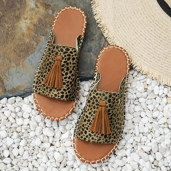 Arina | Women's Open Toe Tassel Slide Sandals-The Yellow Prime