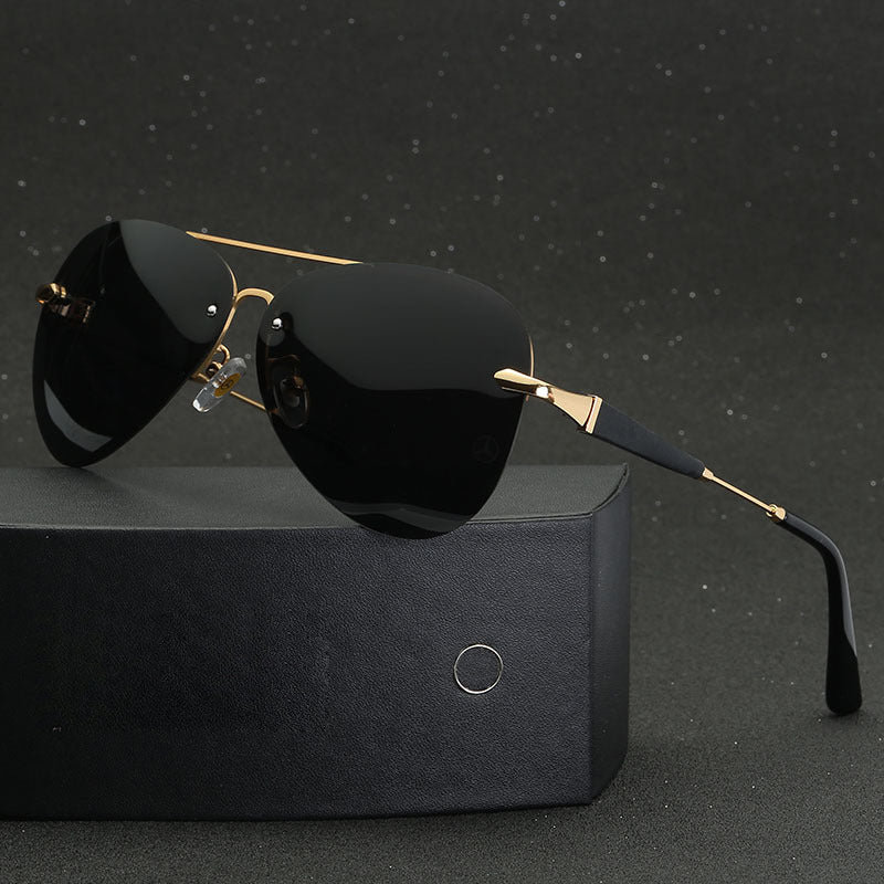 Alec | Men's Stylish Black Polarized Pilot Sunglasses-The Yellow Prime