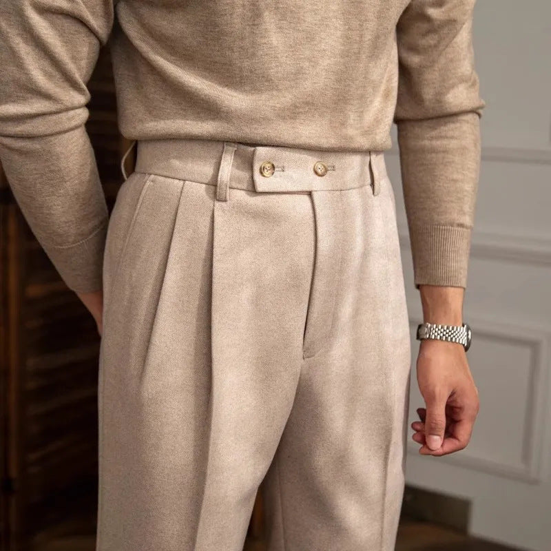 Arthur | Men's Double Button High Waisted Pants-The Yellow Prime