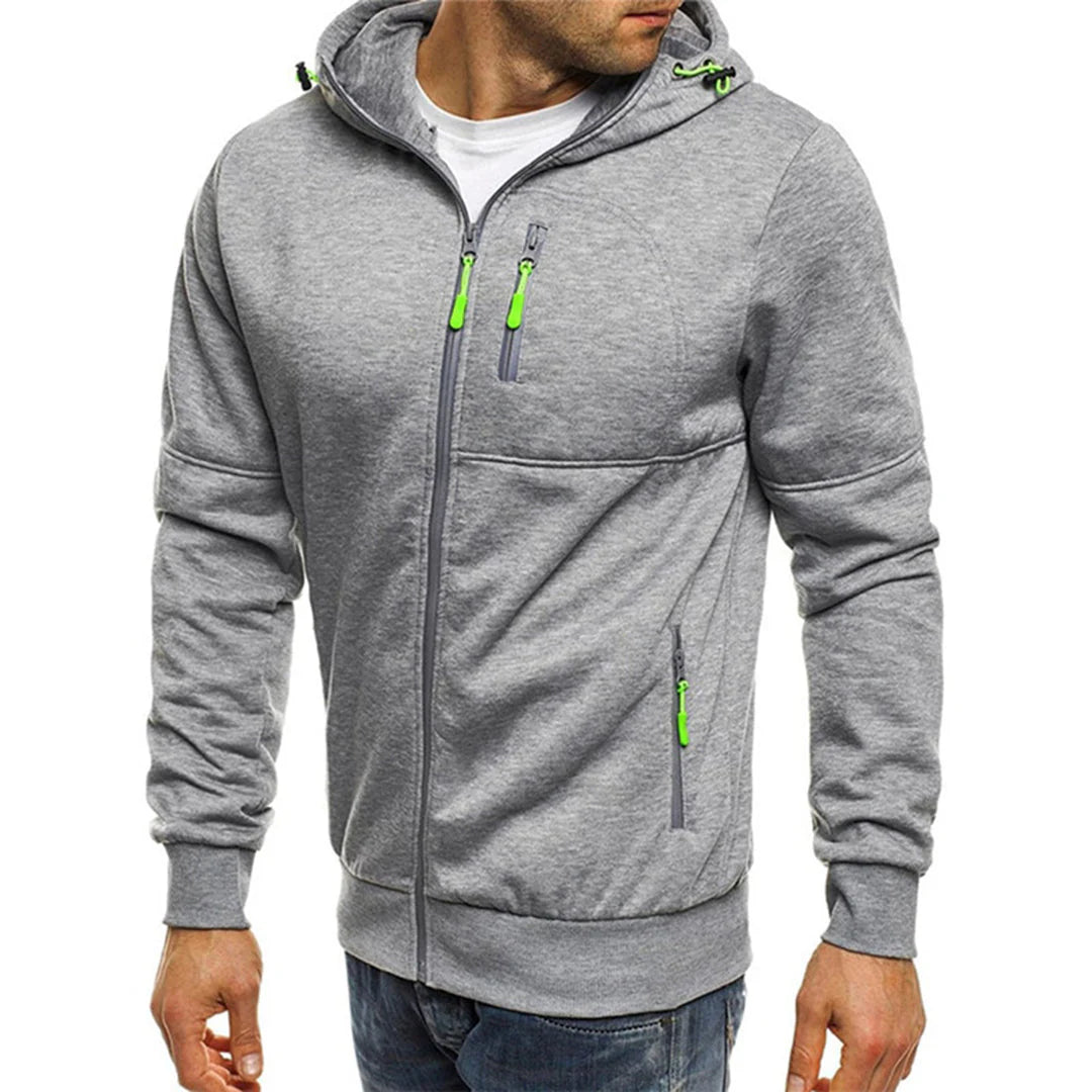 Men's Fleece Zip-Up Hoodie with Contrast Details