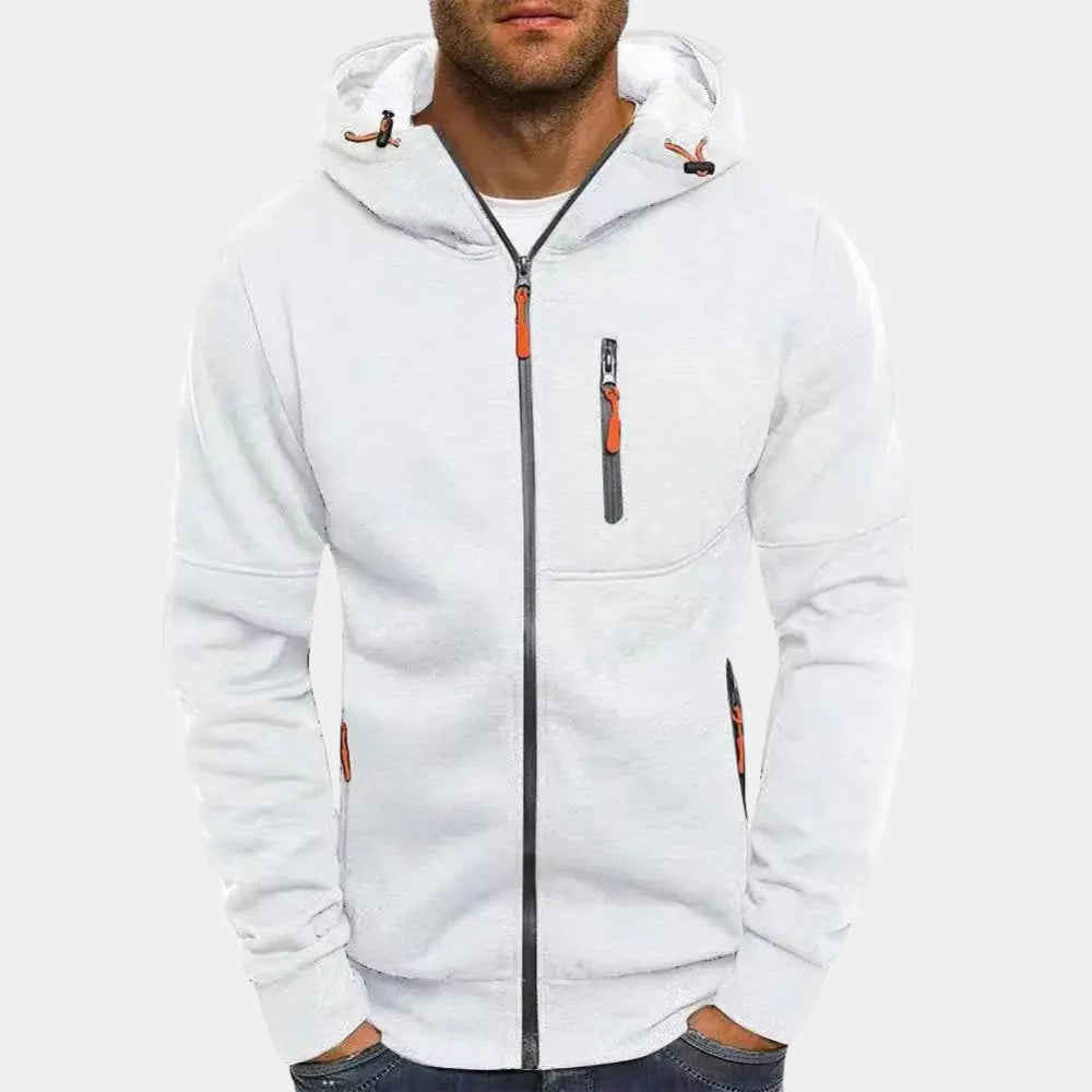 Men's Fleece Zip-Up Hoodie with Contrast Details