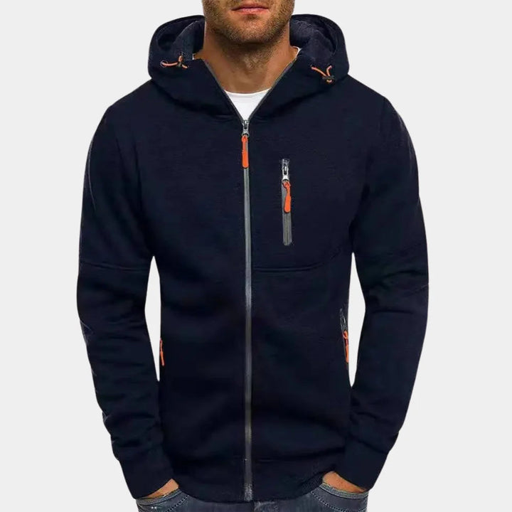 Men's Fleece Zip-Up Hoodie with Contrast Details