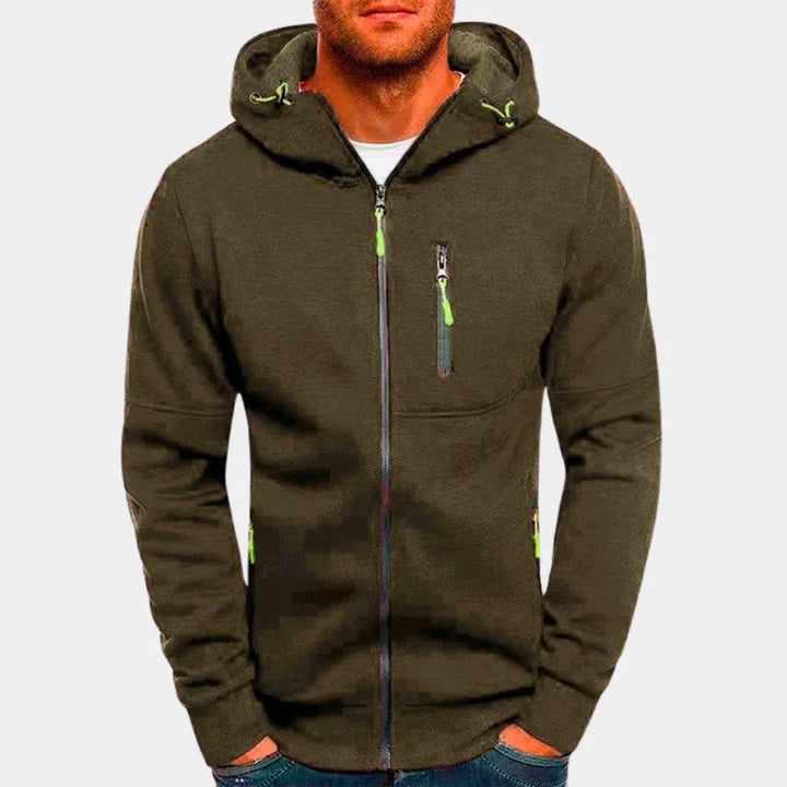 Men's Fleece Zip-Up Hoodie with Contrast Details