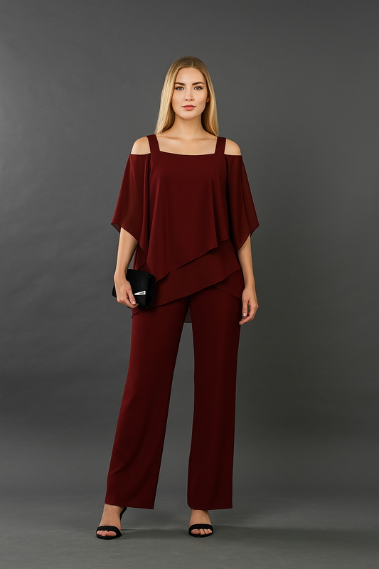 Women's Elegant Evening Two-Piece Set-The Yellow Prime