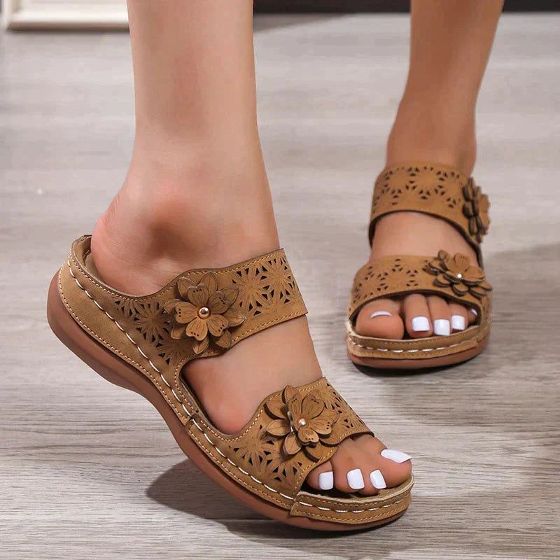 Malia | Women's Stylish Floral Wedge Sandals for Comfort-The Yellow Prime