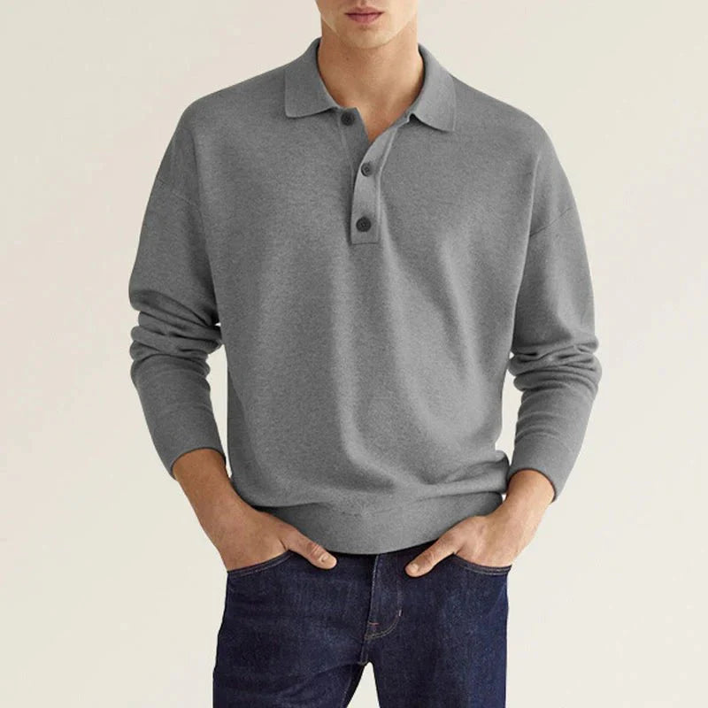 Men's breathable long sleeve polo shirt – casual fit, cotton blend-The Yellow Prime