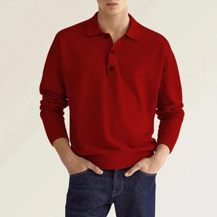Men's breathable long sleeve polo shirt – casual fit, cotton blend-The Yellow Prime