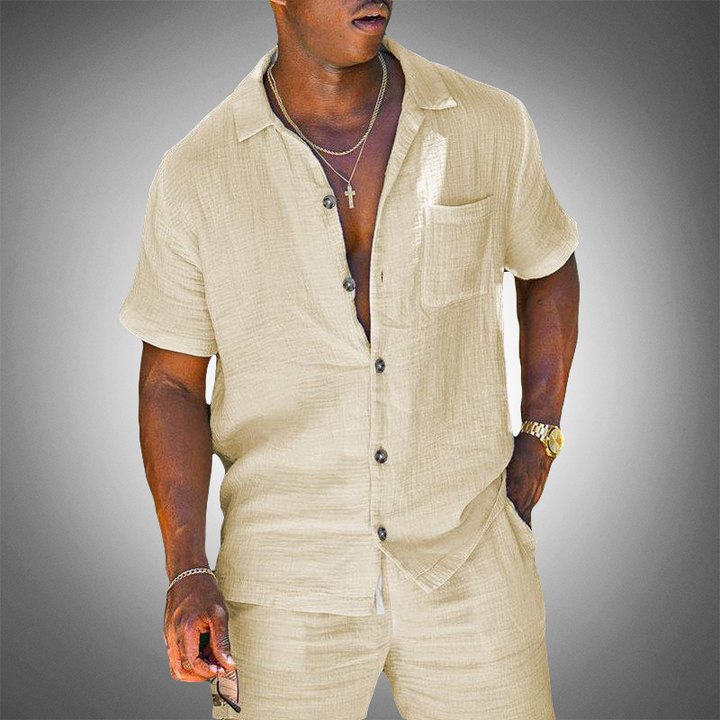 Men's breathable shirt and shorts set – slim fit, lightweight for events-The Yellow Prime