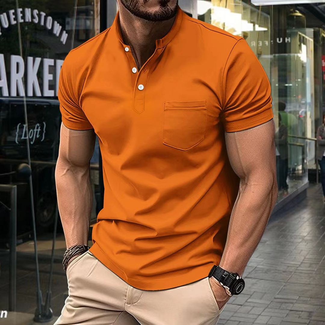 Men's breathable polo shirt – half collar, 100% cotton for casual wear-The Yellow Prime