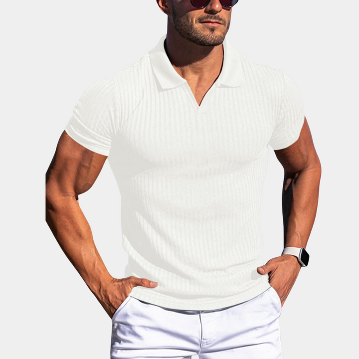Men's breathable polo shirt – fitted ribbed design, quality fabric for summer-The Yellow Prime