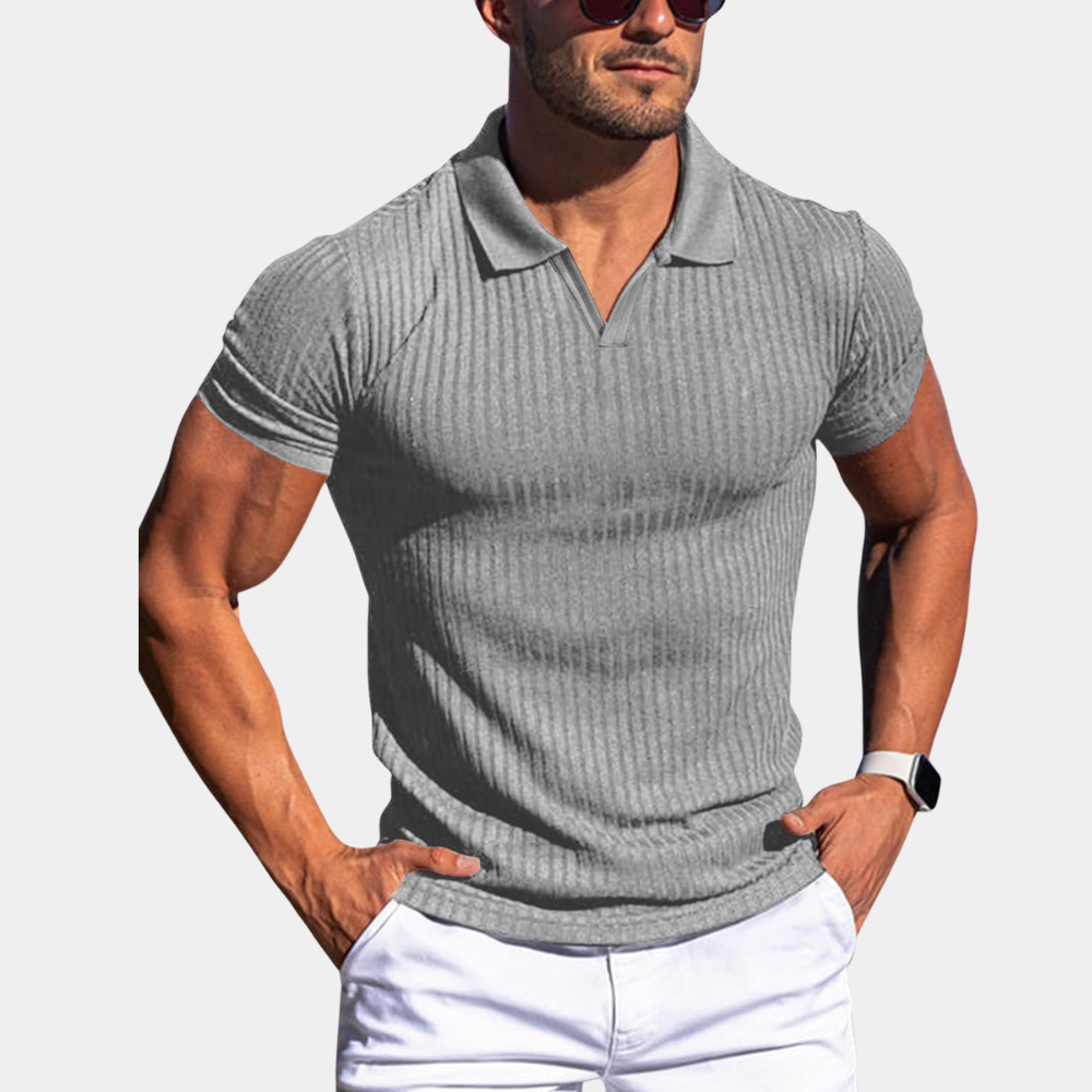 Men's breathable polo shirt – fitted ribbed design, quality fabric for summer-The Yellow Prime