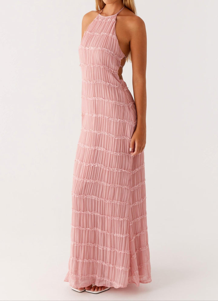 Nerissa | Women's Elegant Halter Maxi Dress-The Yellow Prime