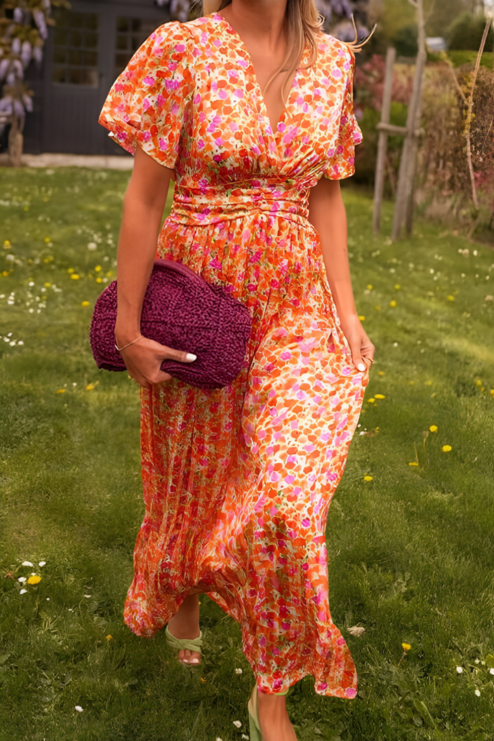 Ava | Women's Elegant V-Neck Maxi Dress with Feminine Fit-The Yellow Prime