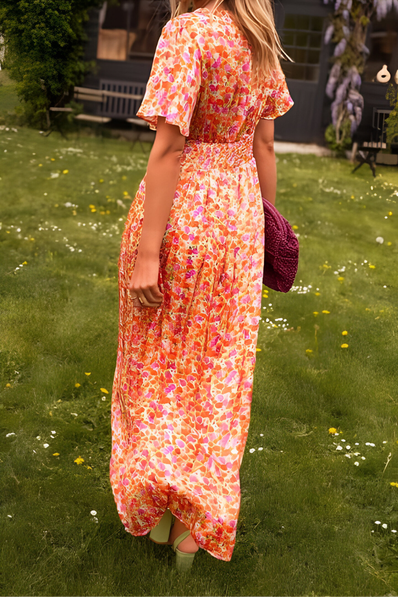 Ava | Women's Elegant V-Neck Maxi Dress with Feminine Fit-The Yellow Prime